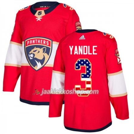 Miehille NHL Florida Panthers Pelipaita Keith Yandle 3 Adidas 2017-2018 Punainen USA Flag Fashion Authentic